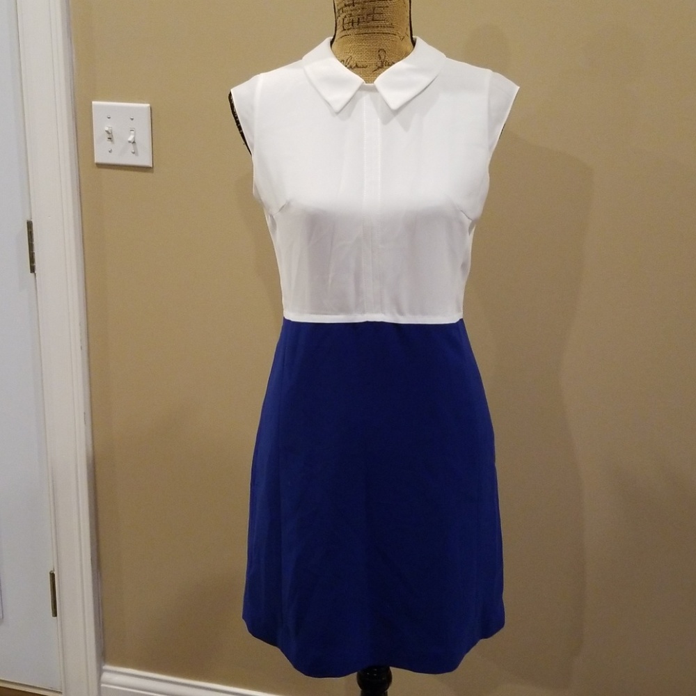 Mind Bridge white removable collar blue dress E321